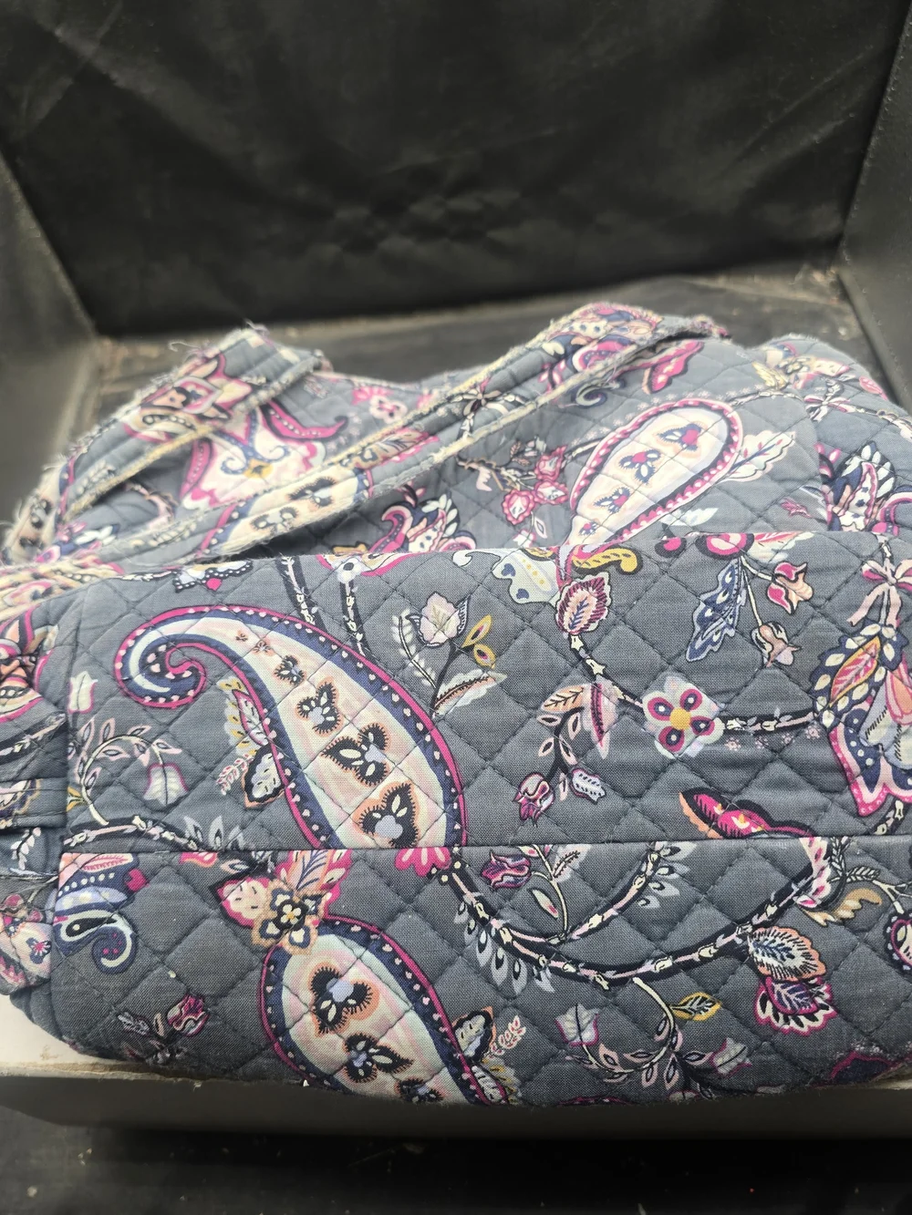 Vera Bradley Quilted Paisley Shoulder Bag in Gray and Pink